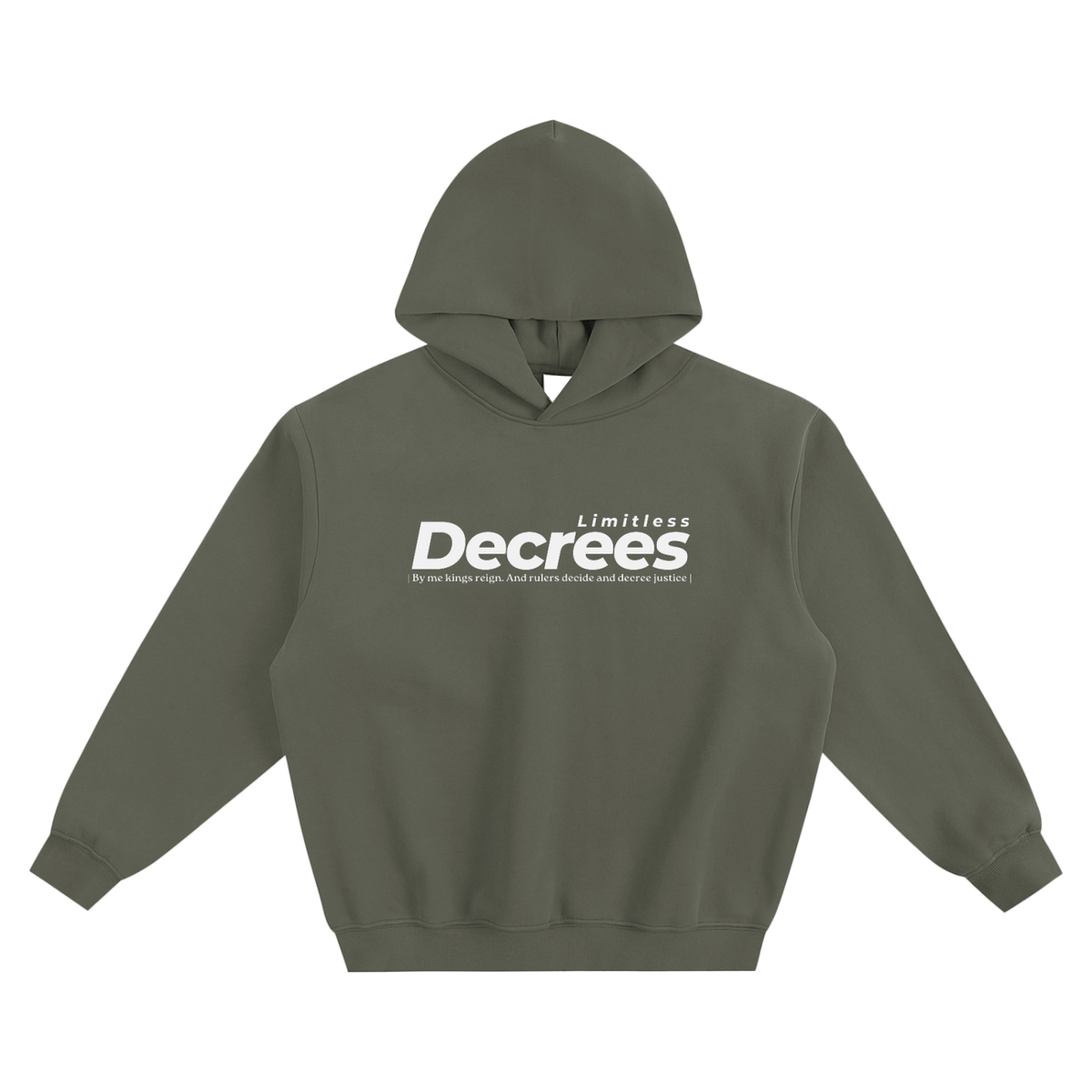LIMITLESS DECREES Boxy Hoodie – Black & Dark Grey | Proverbs 8:15 Christian Hoodie