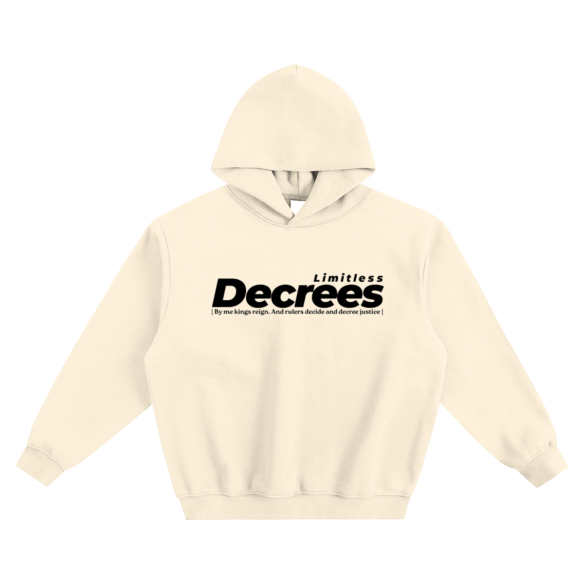 LIMITLESS DECREES Boxy Hoodie – Green, Grey & Cream | Proverbs 8:15 Christian Hoodie