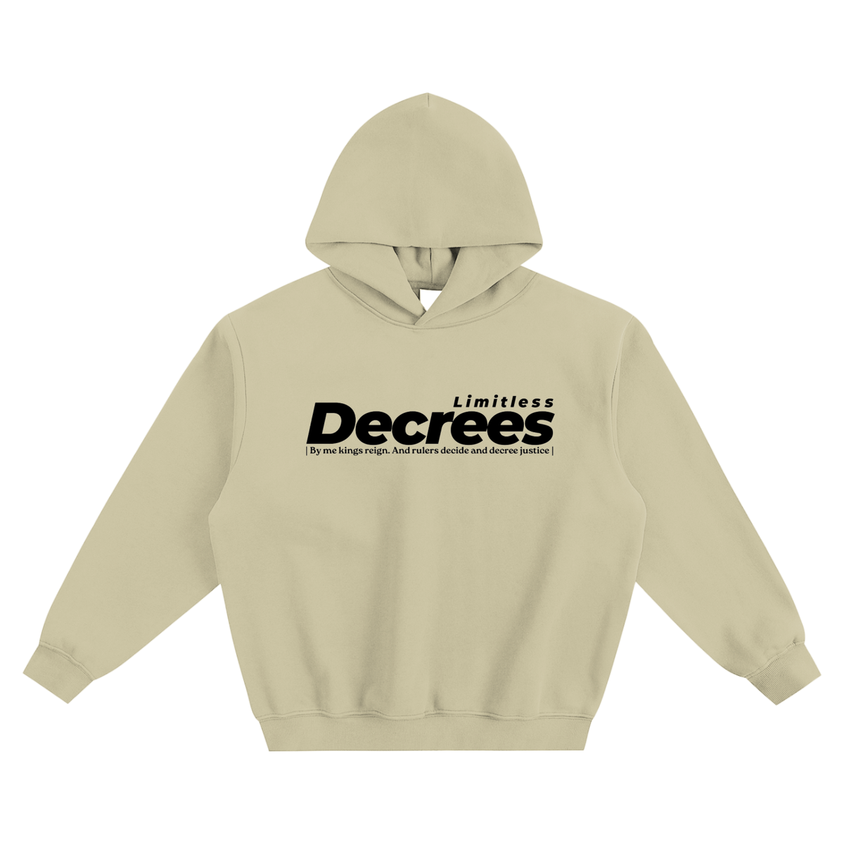 LIMITLESS DECREES Boxy Hoodie – Green, Grey & Cream | Proverbs 8:15 Christian Hoodie